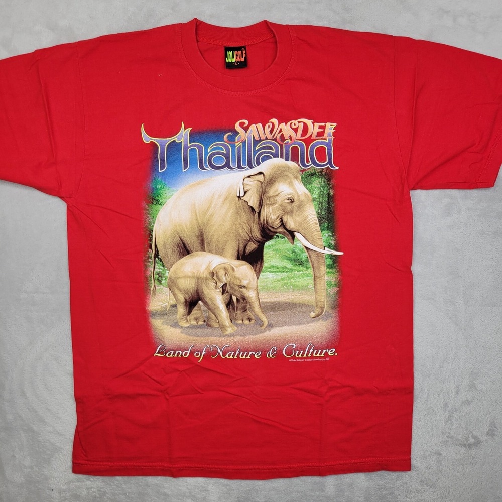 Vintage Joligolf Shirt Mens Large Sawasdee Thailand Elephant Nature Souvenir